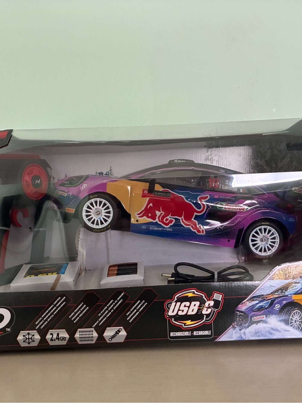 Nikki Remote Control Racing Car - Purple & Red Elite 1:14 Ford Puma Hybrid New